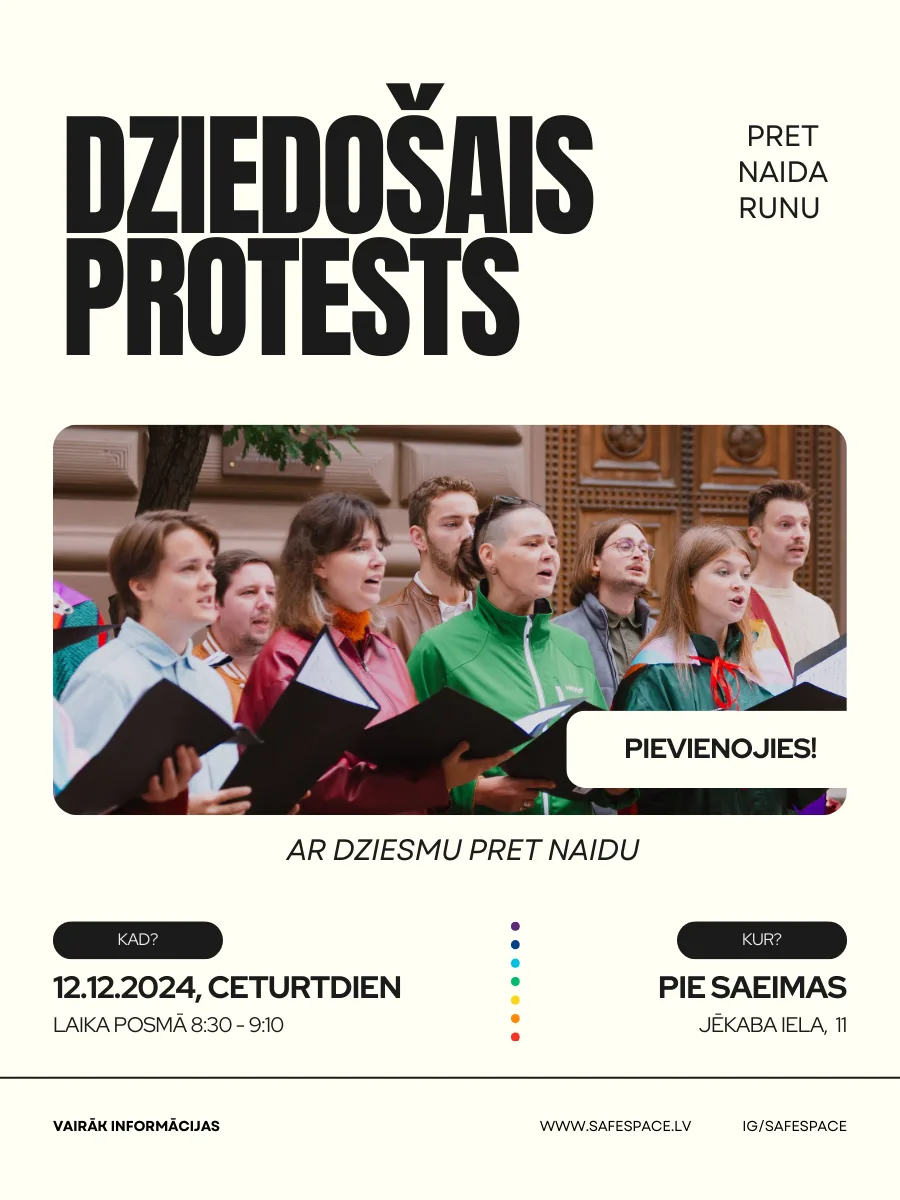 Dziedošais protests “Ar dziesmu pret naidu“ – 12. decembrī 8:30