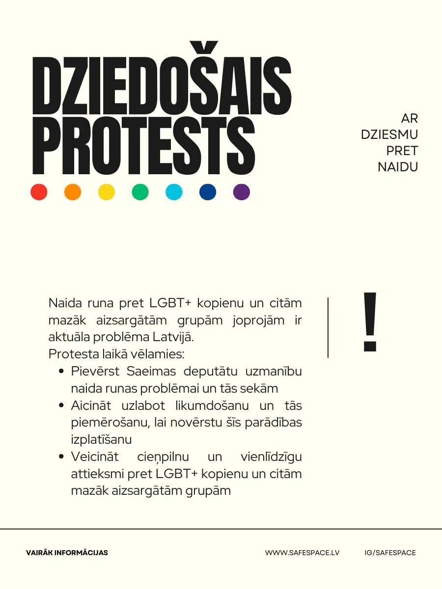 Dziedošais protests “Ar dziesmu pret naidu“ – 12. decembrī 8:30